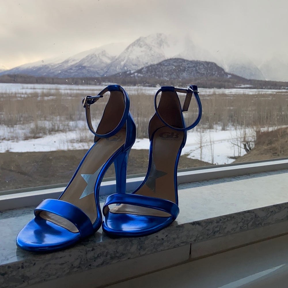 Metallic blue heels